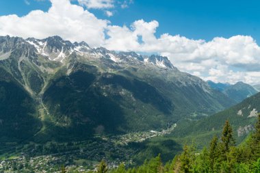 Chamonix-Mont Blanc Parc de Merlet, Les Houches, Haute-Savoie, Fransa Aiguille du Midi (3842 m) dağ üst İstasyonu güzel Panoraması