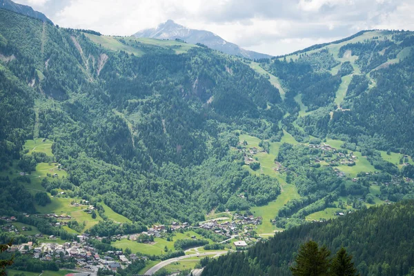 Beautiful Panorama Chamonix Valley Parc Merlet Les Houches Haute Savoie — Stock Photo, Image