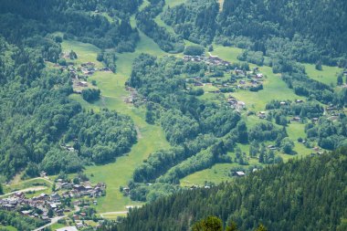 Parc de Merlet, Les Houches, Haute-Savoie, Fransa 'dan Chamonix Vadisi' nin güzel manzarası