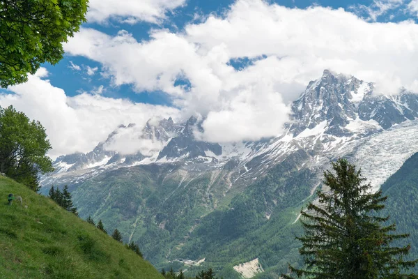 Hermoso Panorama Grandes Jorasses Dent Geant Glorioso Mont Blanc Blanc —  Fotos de Stock