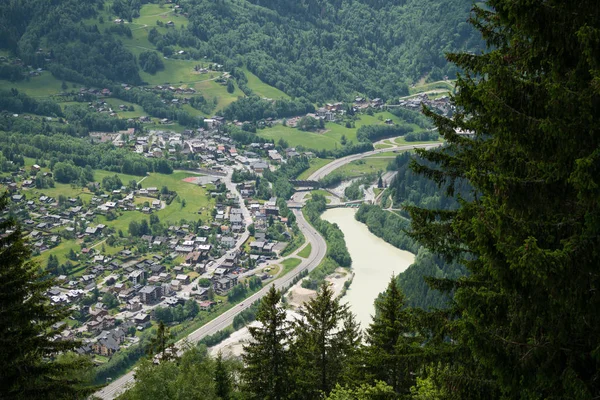 Bellissimo Panorama Della Valle Chamonix Dal Parc Merlet Les Houches — Foto Stock