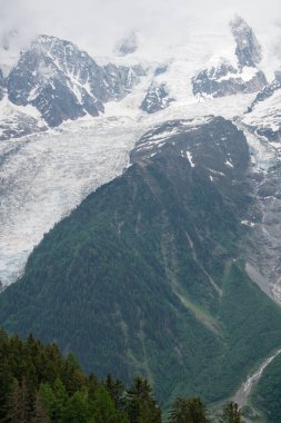 Güzellikler Grandes Jorasses, Dent du Geant ve görkemli Mont Blanc Blanc - Alpler en yüksek Dağı ve Parc de Merlet, Les Houches, Haute-Savoie, Fransa Avrupa'nın en yüksek