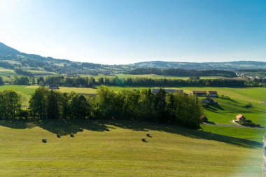 Muhteşem panoramik dağ eteklerinde, Canton Fribourg, İsviçre Gruyeres Kalesi (Chateau de Gruyeres),