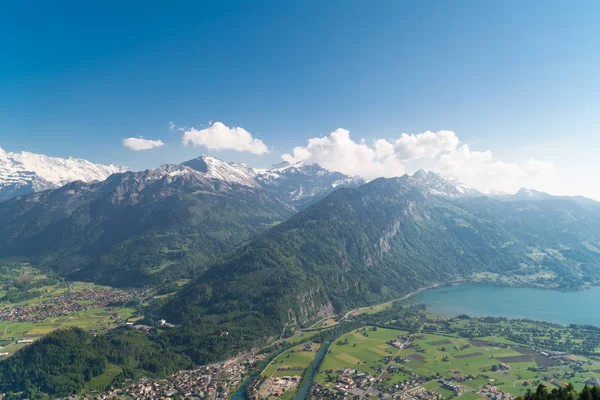 Güzel Görünümünden Interlaken Kasaba Lake Thun Iki Göl Köprü Görüntüleme — Stok fotoğraf