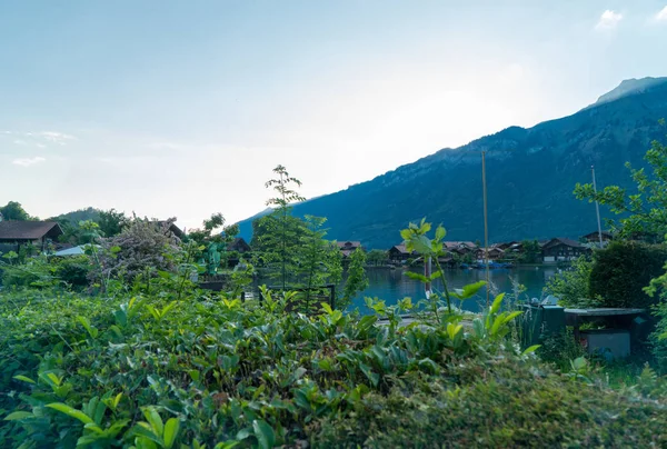 Het Prachtige Uitzicht Van Brienz Stad Brienzersee Het Voorjaar Zwitserland — Stockfoto