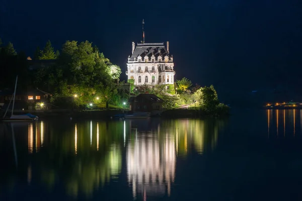 Krásný Pohled Iseltwald Vesnice Brienzské Jezero Večer Švýcarsko — Stock fotografie