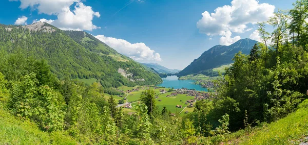 Velkolepý Výhled Hory Jezero Sarnen Sarnersee Panorama Krajině Švýcarské Alpy — Stock fotografie
