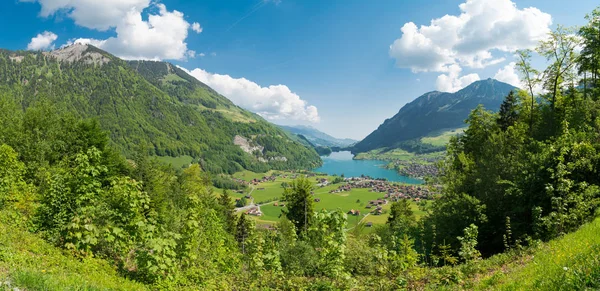 Velkolepý Výhled Hory Jezero Sarnen Sarnersee Panorama Krajině Švýcarské Alpy — Stock fotografie