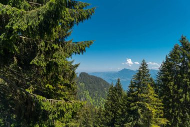 Muhteşem dağ manzaralarına ve Pilatus Kulm, İsviçre İsviçre Alpleri yataydan hiking trail
