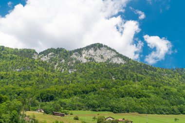 Muhteşem dağ manzaralarına ve Pilatus Kulm, İsviçre İsviçre Alpleri yataydan hiking trail