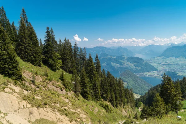 Spettacolare Vista Sulle Montagne Sul Lago Alpnacher Alpnachersee Sul Lago — Foto Stock