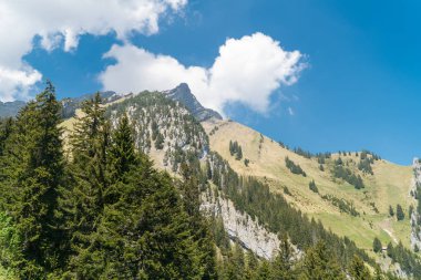 Muhteşem dağ manzaralarına ve Pilatus Kulm, İsviçre İsviçre Alpleri yataydan hiking trail