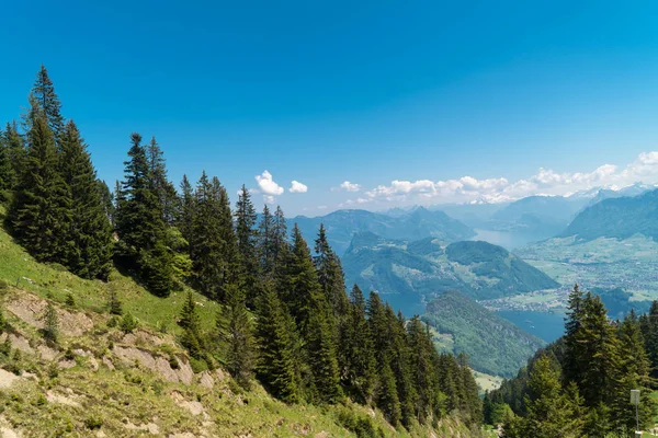 Muhteşem Dağ Göl Alpnacher Alpnachersee Luzern Gölü Panoraması Pilatus Kulm — Stok fotoğraf