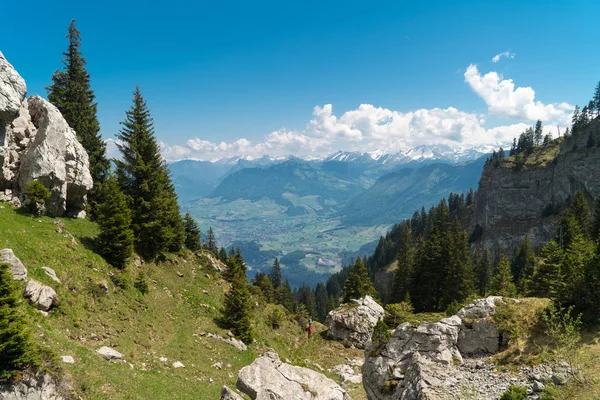 Velkolepý Výhled Hory Turistická Stezka Krajině Švýcarských Alp Pilatus Kulm — Stock fotografie