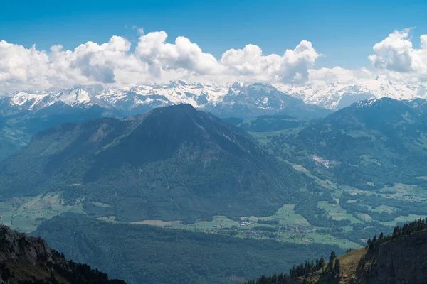 Espectacular Vista Montaña Senderismo Los Alpes Suizos Desde Pilatus Kulm —  Fotos de Stock