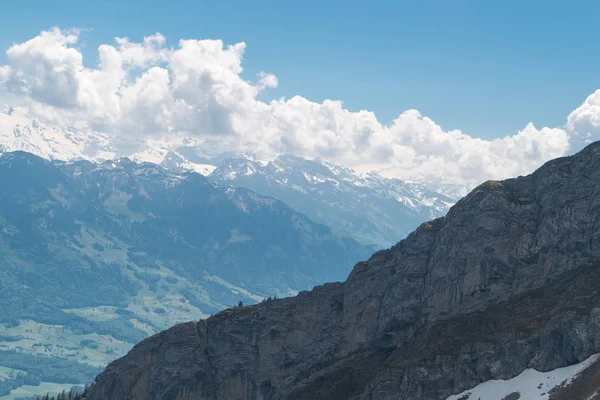 Espectacular Vista Montaña Senderismo Los Alpes Suizos Desde Pilatus Kulm —  Fotos de Stock