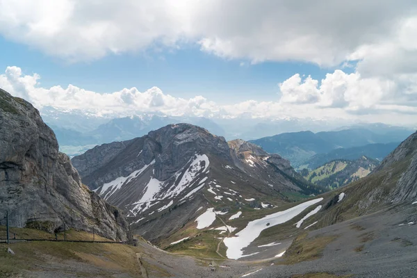 Espectacular Vista Montaña Senderismo Los Alpes Suizos Desde Pilatus Kulm — Foto de Stock