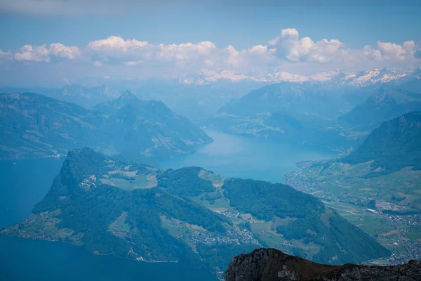 Hermosa Vista Ciudad Interlaken Lago Thun Desde Plataforma Observación Two —  Fotos de Stock