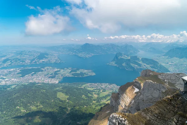 Uitzicht Spectaculaire Bergen Lake Alpnacher Alpnachersee Luzern Lake Panorama Van — Stockfoto