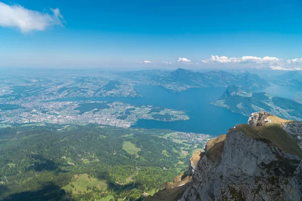 Vistas Espectaculares Montaña Lago Alpnacher Alpnachersee Lago Luzern Desde Pilatus —  Fotos de Stock