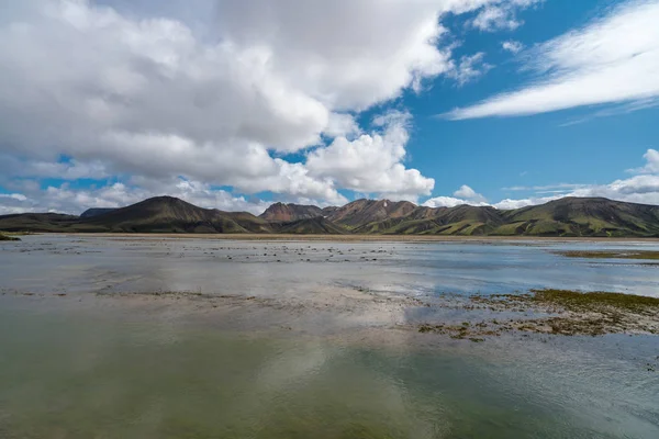 Beau Panorama Panoramique Montagnes Volcaniques Colorées Dans Parc National Landmannalaugar — Photo