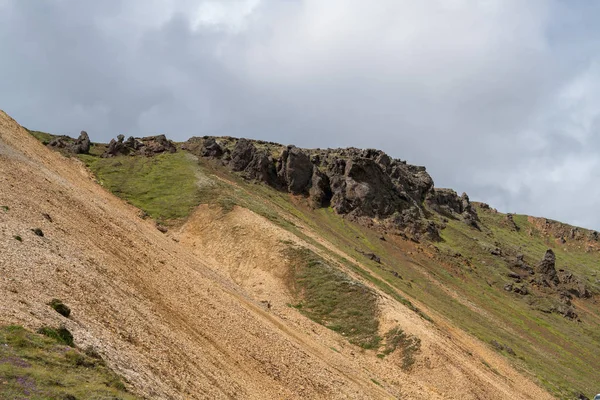 Hermoso Panorama Panorámico Coloridas Montañas Volcánicas Parque Nacional Landmannalaugar Islandia — Foto de Stock