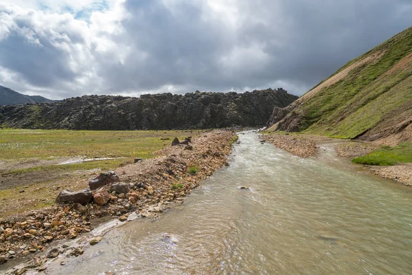 Piękna Malownicza Panorama Kolorowych Gór Wulkanicznych Parku Narodowym Landmannalaugar Islandia — Zdjęcie stockowe