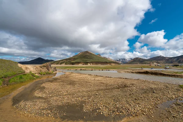 Piękna Malownicza Panorama Kolorowych Gór Wulkanicznych Parku Narodowym Landmannalaugar Islandia — Zdjęcie stockowe