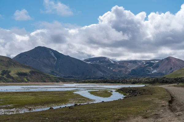 Beau Panorama Panoramique Montagnes Volcaniques Colorées Dans Parc National Landmannalaugar — Photo