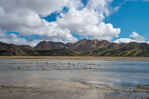 Beau Panorama Panoramique Montagnes Volcaniques Colorées Dans Parc National Landmannalaugar — Photo