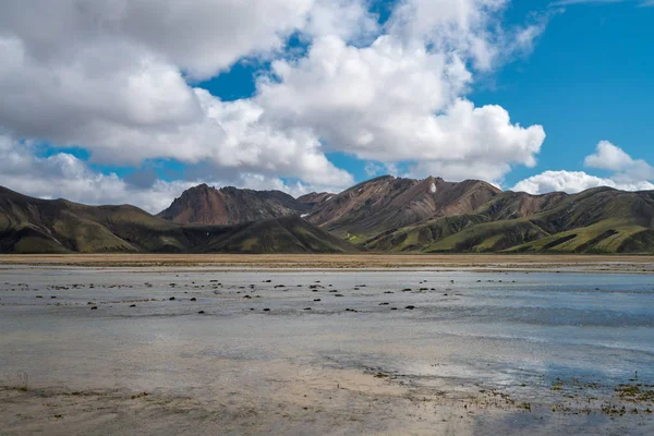 Beau Panorama Panoramique Montagnes Volcaniques Colorées Dans Parc National Landmannalaugar — Photo