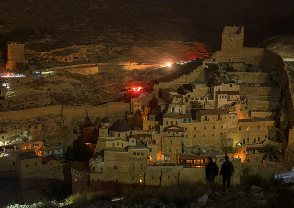 Noc Świętej Ławie Sabasza Uświęconego Znanego Arabsku Jako Mar Saba — Zdjęcie stockowe