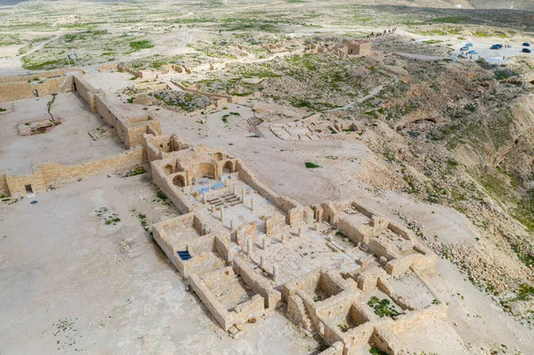 Vista Panorámica Aérea Antigua Ciudad Nabatea Ruinas Avdat Ahora Parque — Foto de Stock