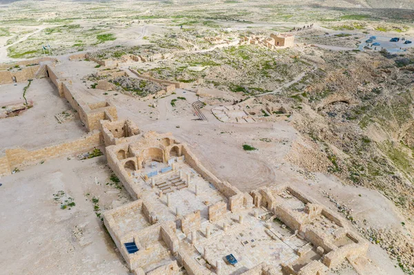 Vista Panorámica Aérea Antigua Ciudad Nabatea Ruinas Avdat Ahora Parque — Foto de Stock