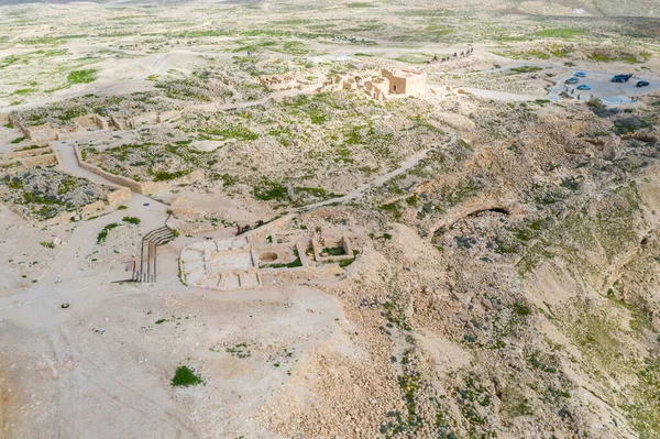 Vista Panorámica Aérea Antigua Ciudad Nabatea Ruinas Avdat Ahora Parque — Foto de Stock