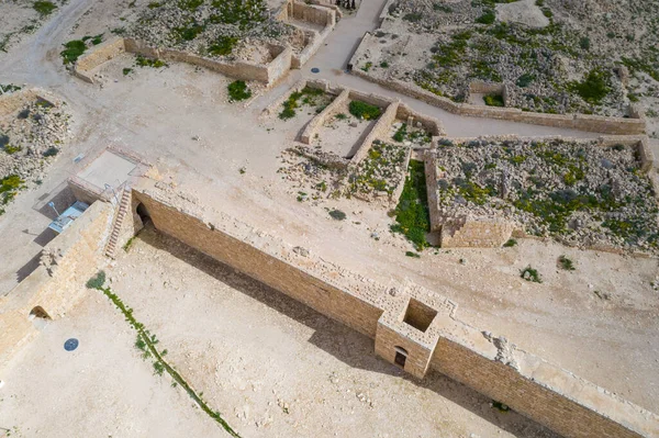 Vista Panorámica Aérea Antigua Ciudad Nabatea Ruinas Avdat Ahora Parque — Foto de Stock