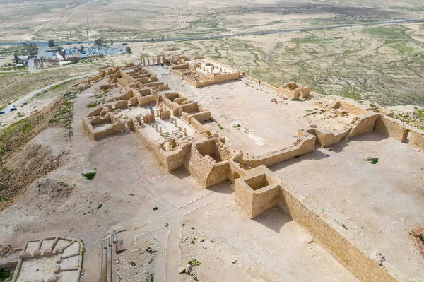 Vista Panorámica Aérea Antigua Ciudad Nabatea Ruinas Avdat Ahora Parque — Foto de Stock