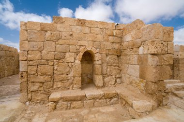 İsrail 'in güneyindeki Negev Çölü' nde, şimdi bir milli park olan antik Nabataean kentinin manzaralı ilkbahar manzarası.