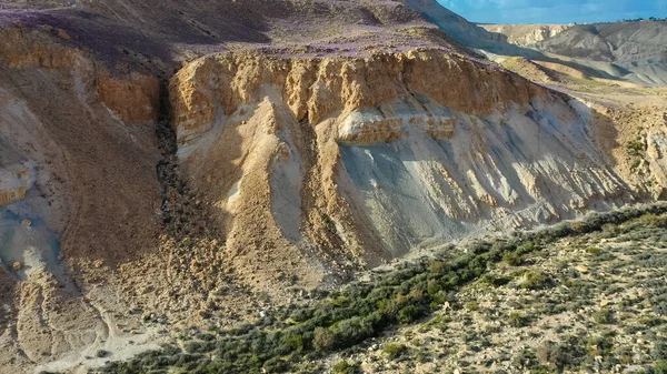 Scenic Voorjaarszicht Van Zonsondergang Boven Avdat Canyon Ein Avdat Israël — Stockfoto