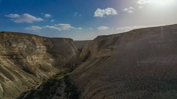 Vue Panoramique Printanière Coucher Soleil Sur Canyon Avdat Ein Avdat — Photo