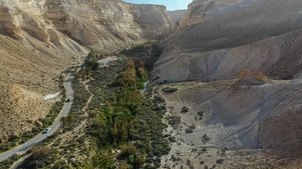 Живописный Весенний Вид Заката Над Каньоном Авдат Эйн Авдат Израильской — стоковое фото