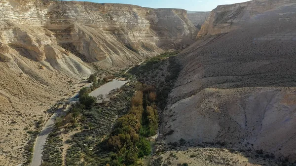 Сценічний Вигляд Заходу Сонця Над Каньйоном Авдат Ein Avdat Ізраїльській — стокове фото