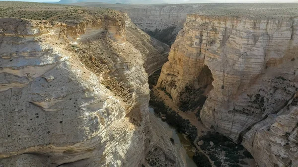 Vista Panorámica Primavera Del Atardecer Sobre Cañón Avdat Ein Avdat — Foto de Stock