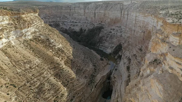 Vista Panorâmica Primavera Pôr Sol Sobre Avdat Canyon Ein Avdat — Fotografia de Stock