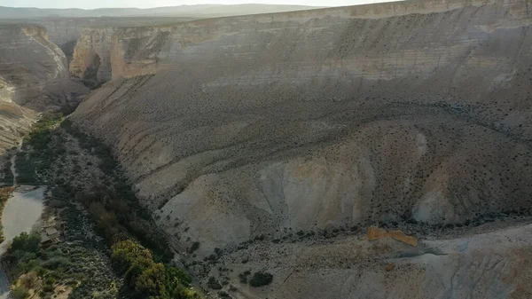 Vista Panorámica Primavera Del Atardecer Sobre Cañón Avdat Ein Avdat —  Fotos de Stock