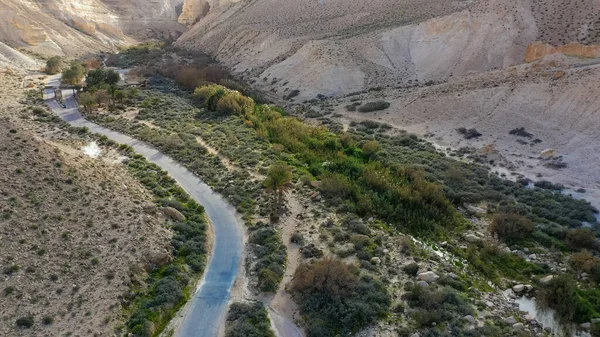 Vue Panoramique Printanière Coucher Soleil Sur Canyon Avdat Ein Avdat — Photo