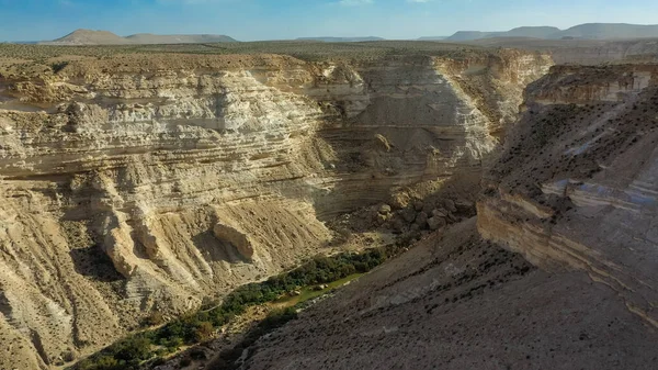 Scenic Voorjaarszicht Van Zonsondergang Boven Avdat Canyon Ein Avdat Israël Stockfoto