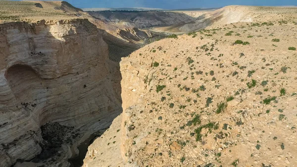 Сценічний Вигляд Заходу Сонця Над Каньйоном Авдат Ein Avdat Ізраїльській Ліцензійні Стокові Фото