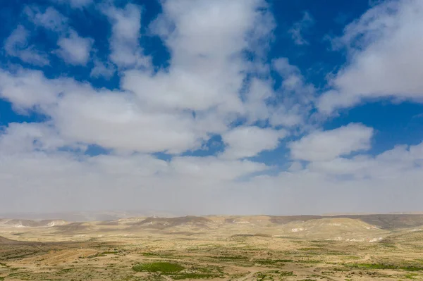 Scenic Voorjaarszicht Van Zonsondergang Boven Avdat Canyon Ein Avdat Israël Stockfoto