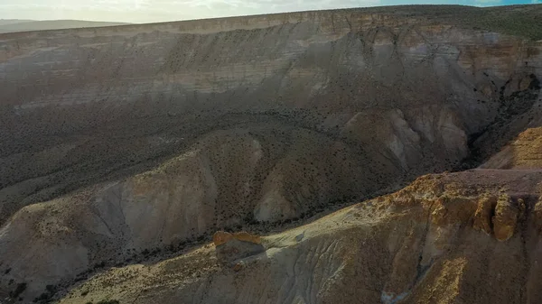 Scenic Voorjaarszicht Van Zonsondergang Boven Avdat Canyon Ein Avdat Israël Stockfoto